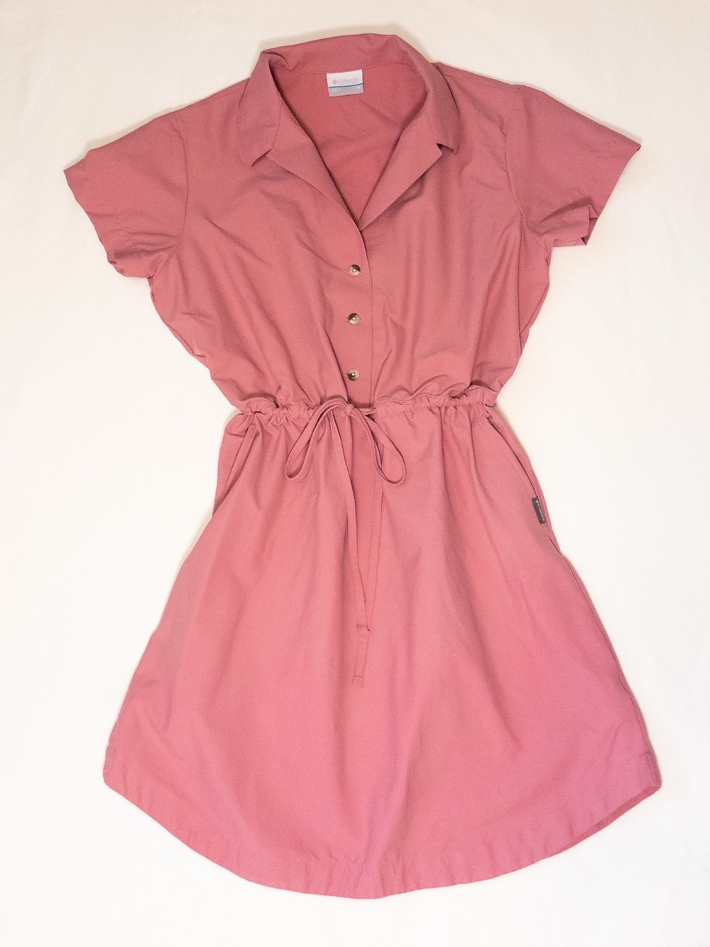 Columbia Dusty Rose Cedar Crest UPF Mini Dress Collared Travel Hiking Dress